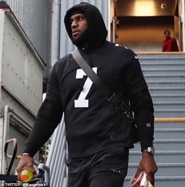 James made a point of wearing the jersey on Super Bowl weekend in the United States