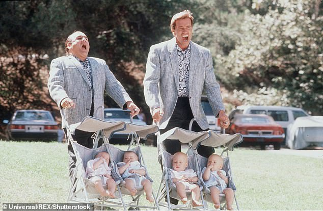 Arnold Schwarzenegger and Danny DeVito as separated at birth brothers Julius and Vincent Benedict, in 1988 comedy Twins