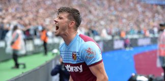 Aaron Cresswell passionately celebrates after his superb free-kick doubles West Ham