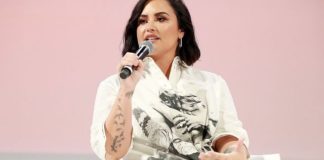 Demi Lovato speaks on stage at the Teen Vogue Summit 2019 at Goya Studios on Nov. 02, 2019 in Los Angeles.