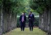 Boris Johnson and Leo Varadkar walking in the grounds of Thornton Manor