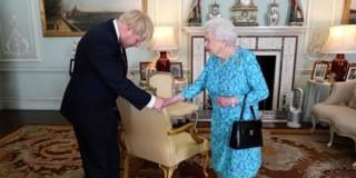 The Queen greeting Boris Johnson after he became prime minister in July