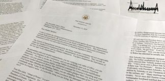 A letter from President Trump to House Speaker Nancy Pelosi is seen Tuesday, Dec. 17, 2019, in Washington. (Associated Press)