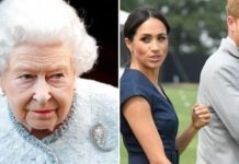 Queen Elizabeth II (left) has reportedly banned the Duke and Duchess of Sussex from banking on the "Sussex Royal" brand.