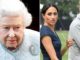 Queen Elizabeth II (left) has reportedly banned the Duke and Duchess of Sussex from banking on the "Sussex Royal" brand.